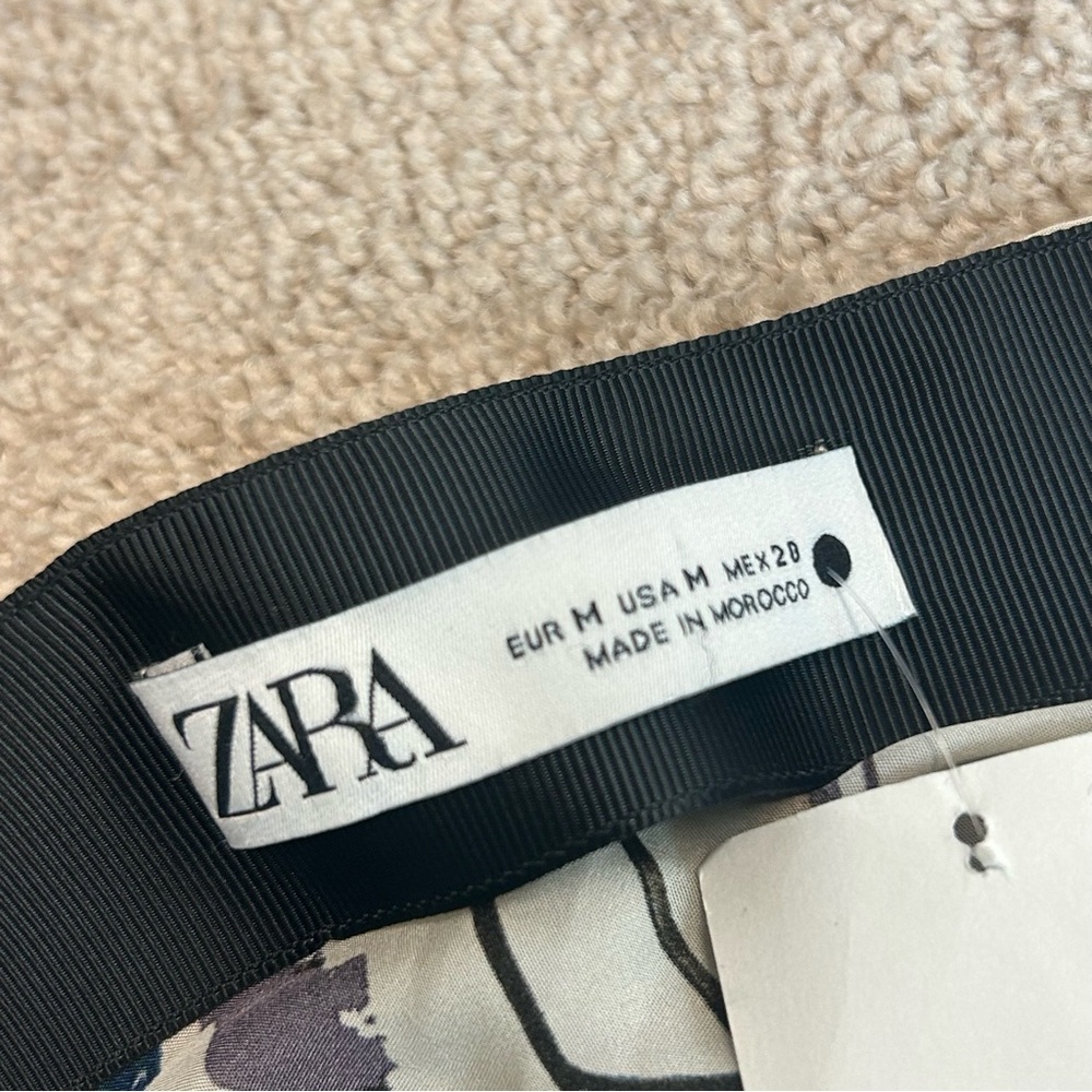 Zara limited edition abstract print asymmetrical one shoulder tie neck blouse M - Picture 10 of 14